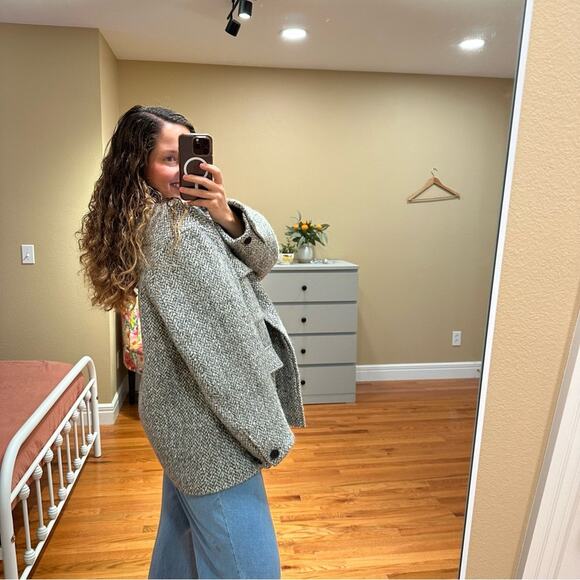 NWT Madewell Gray Herringbone Alpaca Wool Italian Fabric Coat Jacket Medium - Picture 4 of 16